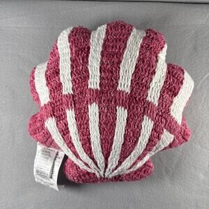 Anthropologie Sea Icon knit sea shell pillow - pink crochet beach house decor